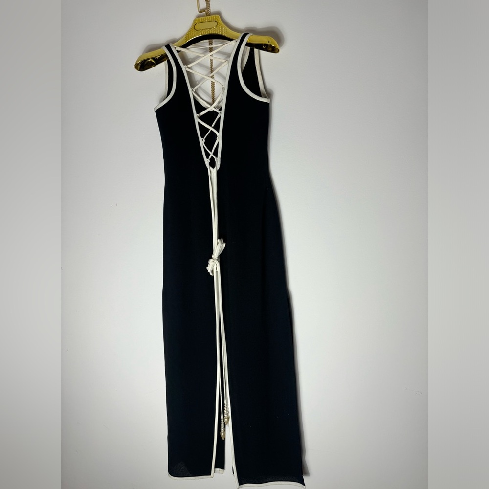 Henri Ho Vintage Luxury Contrast Cut out Lace Black dress made in Korea - Picture 4 of 13